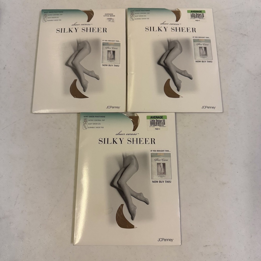 3-Pack JCPenney Sheer Caress Silky Sheer Pantyhose Little Beige 05 Average